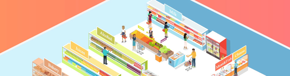 Mutliple Customers Shopping In A Grocery Store
