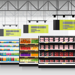 Neat and Tidy Aisles Grocery Store Shelves