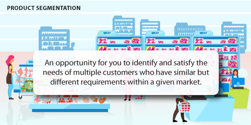 Product segmentation quote that explains it as an opportunity to identify and satisfy the needs of your customers.