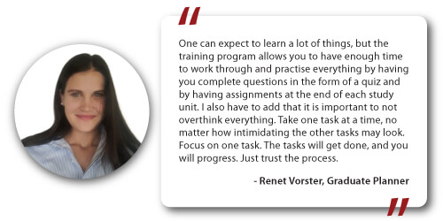 Renet Vorster Quote On DotActiv Graduate Planners