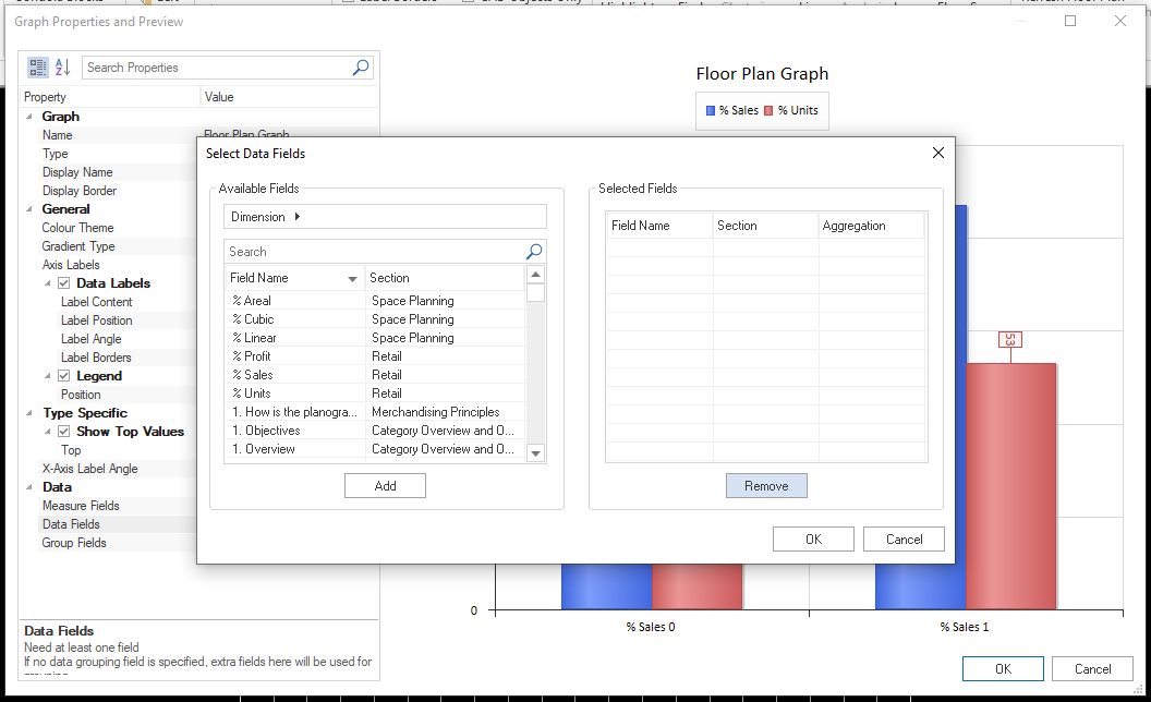 Select Data Fields window in the DotActiv software