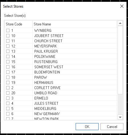 Selecting Stores in DotActiv software